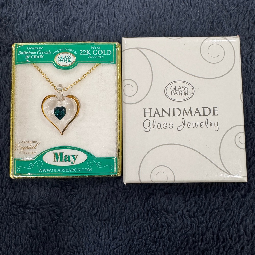 Gold and Green Heart Necklace